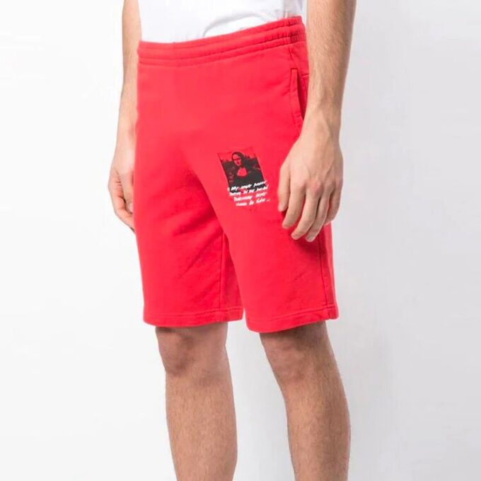 Mona Lisa-treningsshorts med trykk for menn, røde