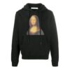 Mona Lisa-trykk, hettegenser for menn, svart