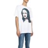 Mona Lisa-trykk, stor, kort ermet, hvit
