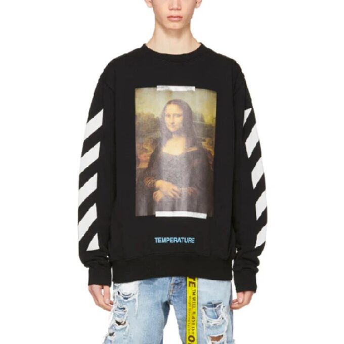 Monalisa Diagonal Print-gensere for menn, svart