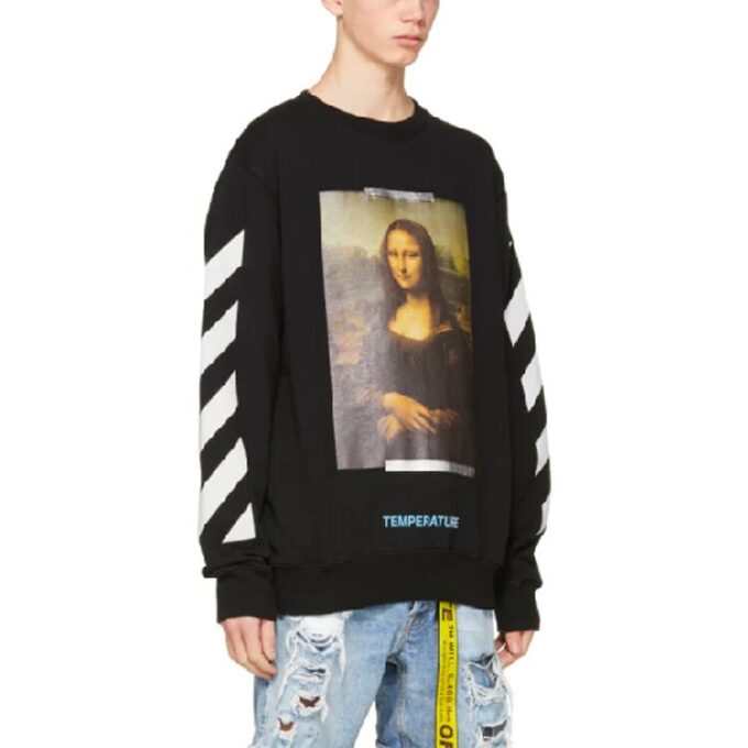 Monalisa Diagonal Print-gensere for menn, svart
