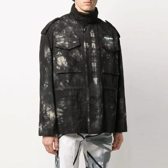 Ny Field Tie Dye-jakke, løs passform, mørkegrønn