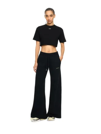Off Stamp Ribbed Cropped T-skjorte