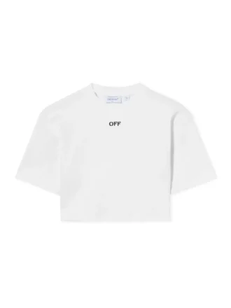 Off Stamp Ribbed Cropped T-skjorte