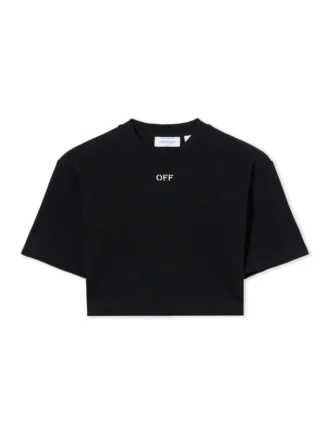 Off Stamp Ribbed Cropped T-skjorte