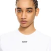 Off Stamp Ribbed Cropped T-skjorte