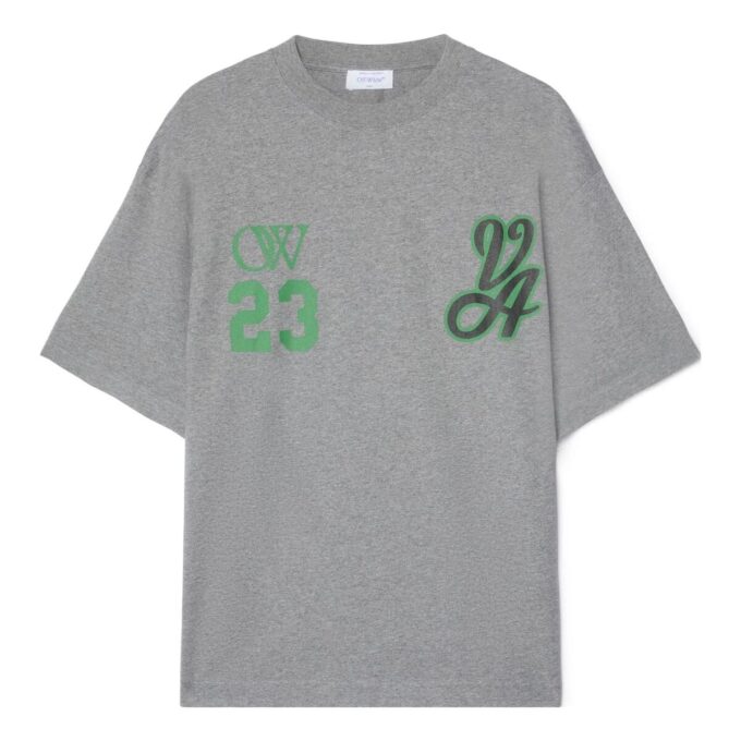 Off-White 23 Varsity Skate Shorts-sleeve T-shirt «Melange Grey»