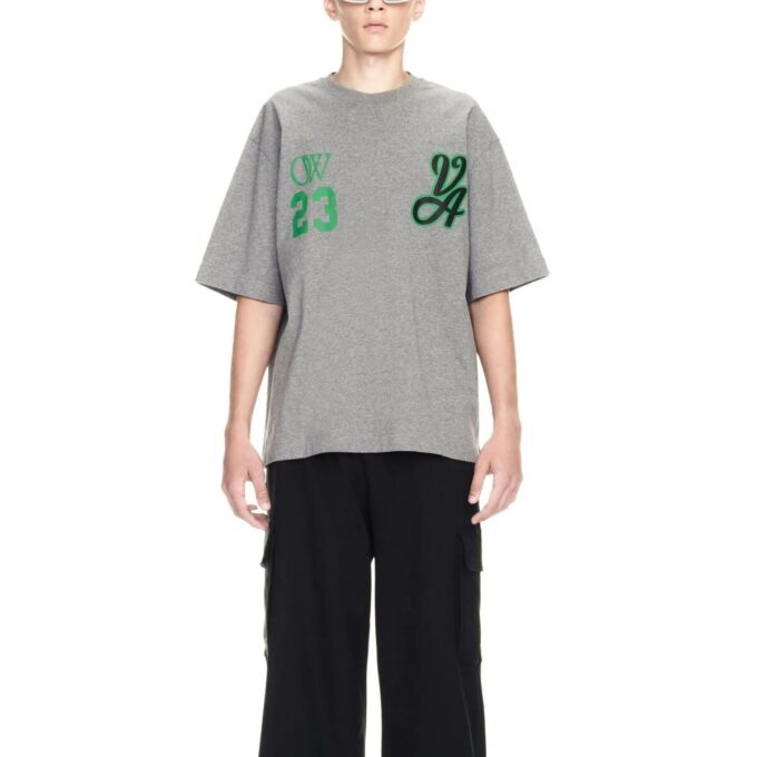 Off-White 23 Varsity Skate Shorts-sleeve T-shirt «Melange Grey»