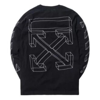 Off-White 3D-trykt, uthult pil-T-skjorte med lange ermer for menn
