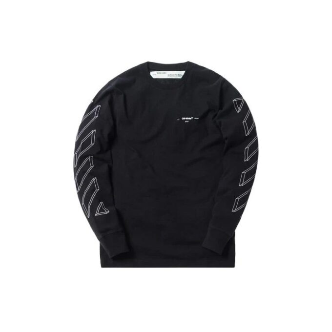 Off-White 3D-trykt, uthult pil-T-skjorte med lange ermer for menn