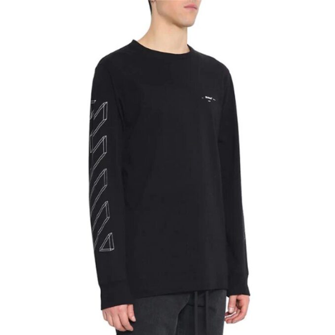 Off-White 3D-trykt, uthult pil-T-skjorte med lange ermer for menn