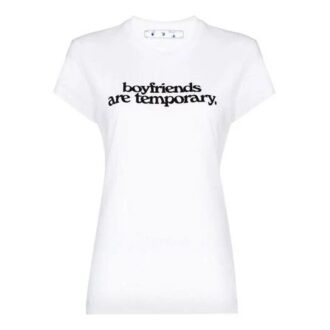 Off-White Alphabet Slogan Logo-trykk, kort ermet, slim fit-versjon, hvit