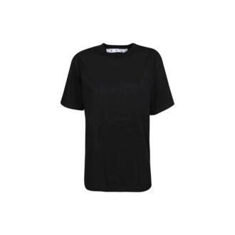 Off-White Arrow Pattern Rundhalset genser med korte ermer, slim fit-versjon, svart
