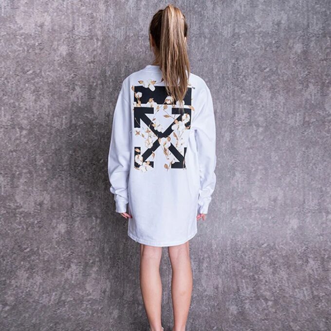 Off-White Arrow Rundhalset Hvit Hettegenser