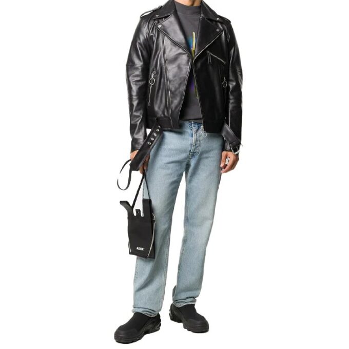 Off-White asymmetrisk svart jakke for menn