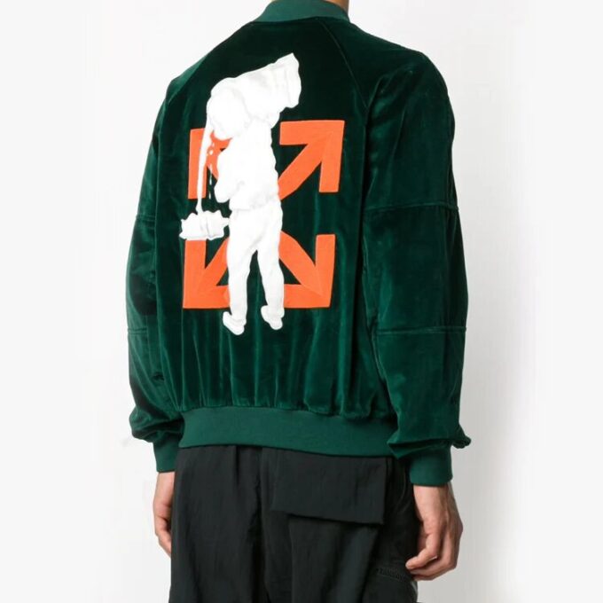 Off-White Aviator-jakke i grønt med logo for menn