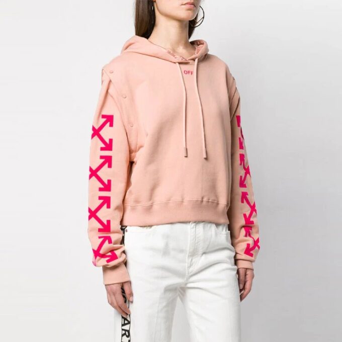 Off-White avtakbare ermer, casual, løs passform, rosa