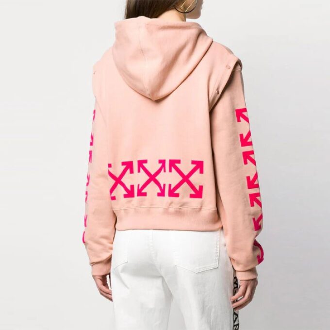 Off-White avtakbare ermer, casual, løs passform, rosa