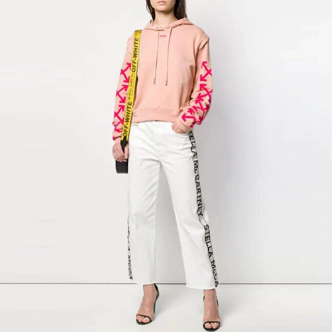 Off-White avtakbare ermer, casual, løs passform, rosa