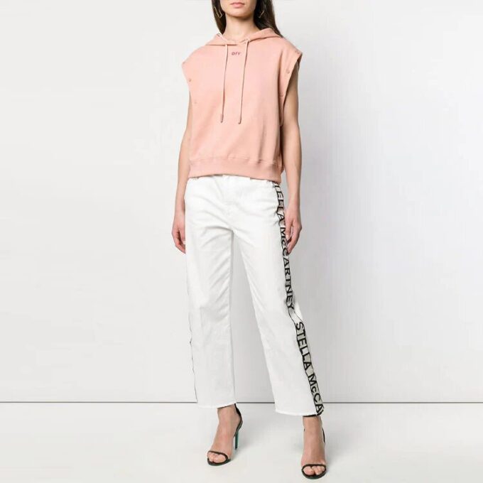 Off-White avtakbare ermer, casual, løs passform, rosa