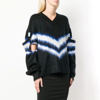 Off-White avtakbare ermer, fargeblokker, V-hals, svart