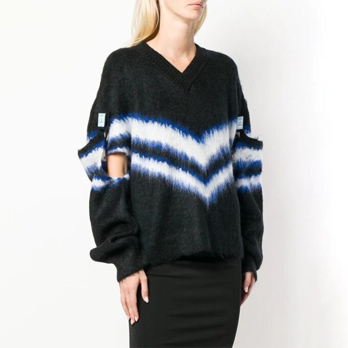Off-White avtakbare ermer, fargeblokker, V-hals, svart