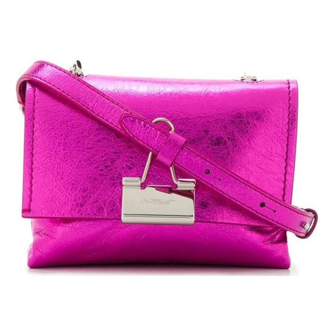 Off-White Binder Clip Metallic Pink skulderveske