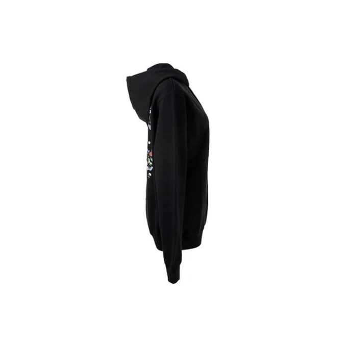 Off-White Blomst Brodert Pil-Hettegenser Svart