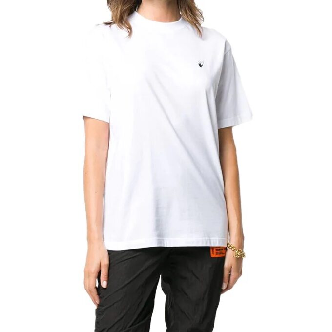Off-White Blomster på ryggen og pil, kort ermet, hvit