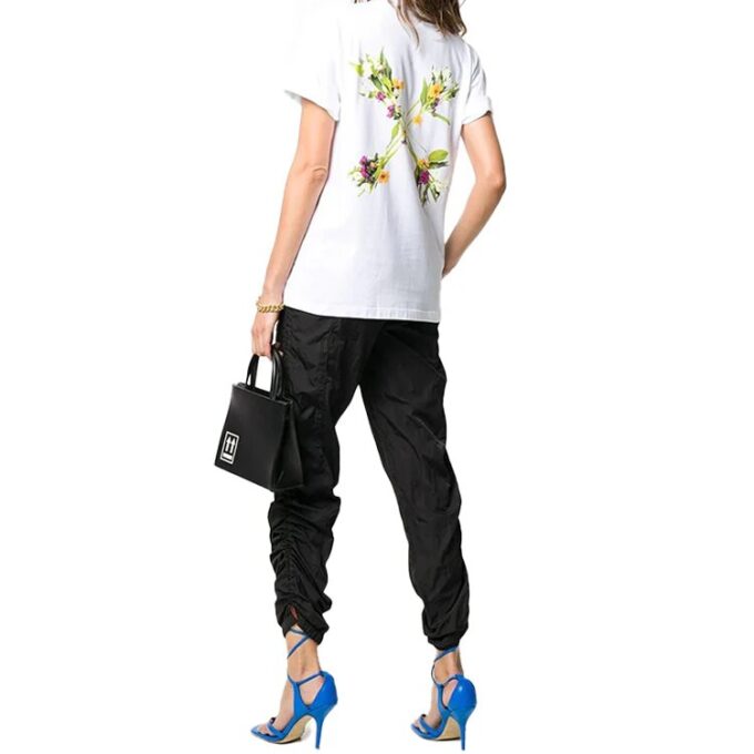 Off-White Blomster på ryggen og pil, kort ermet, hvit