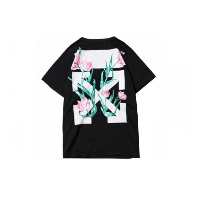 Off-White blomstermønster kortærmet skjorte med bokstavlogo