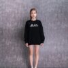 Off-White bomulls-pullover med trykk, rund hals og svart hette