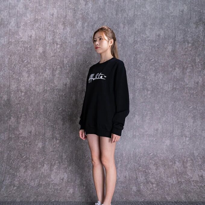 Off-White bomulls-pullover med trykk, rund hals og svart hette