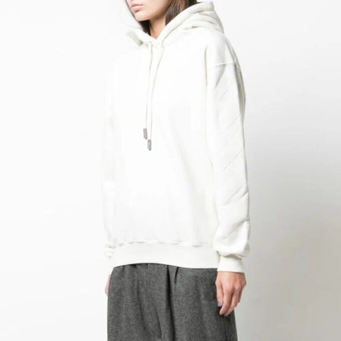 Off-White bomullsgenser med hette, hvit