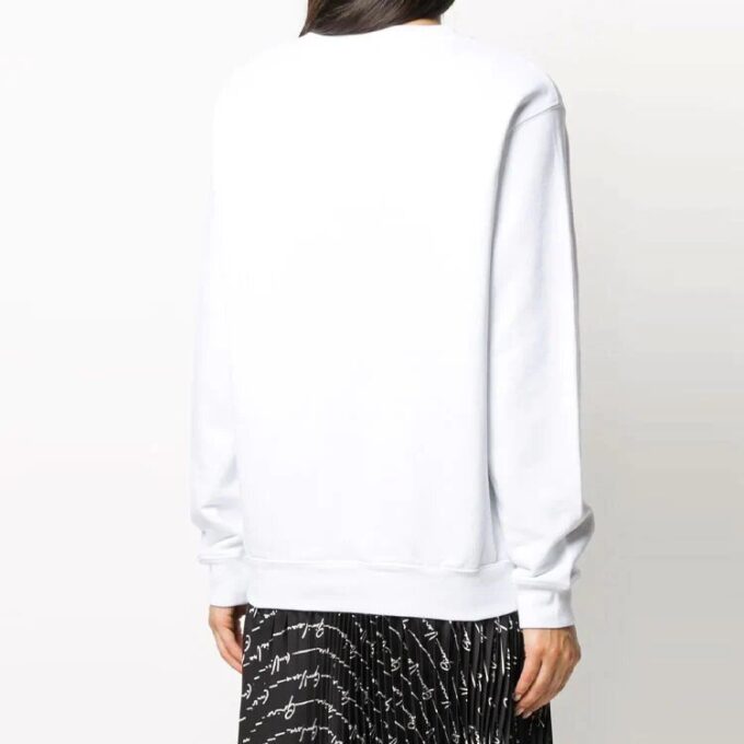 Off-White bomullstrøye med rund hals og trykk, hvit hettegenser