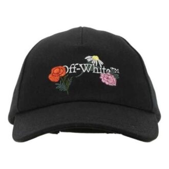 Off-White brodert baseballcap i kanvas «Black»