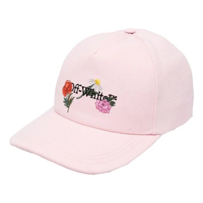 Off-White brodert baseballcap i kanvas «Light Pink»