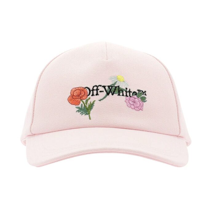 Off-White brodert baseballcap i kanvas «Light Pink»