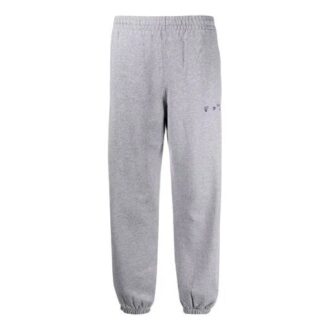 Off-White brodert grå sportsbukser/joggebukser