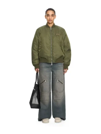 Off-White brodert nylon bomberjakke