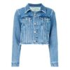 Off-White C/O Virgil Abloh Blue Flower Shop kort Denim-jakke Blå
