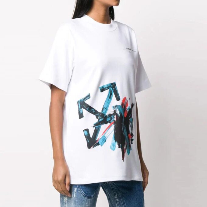 Off-White c/o Virgil Abloh Brushstroke Arrows Tomboy T-skjorte Hvit