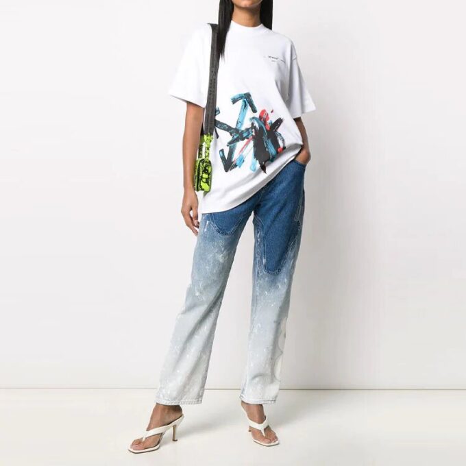 Off-White c/o Virgil Abloh Brushstroke Arrows Tomboy T-skjorte Hvit