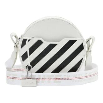 Off-White c/o Virgil Abloh Stripe Printing Circular White Skuldervesk