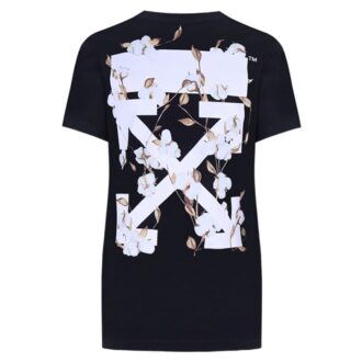 Off-White Carryover T-skjorte med passform «Black Flower Pattems»