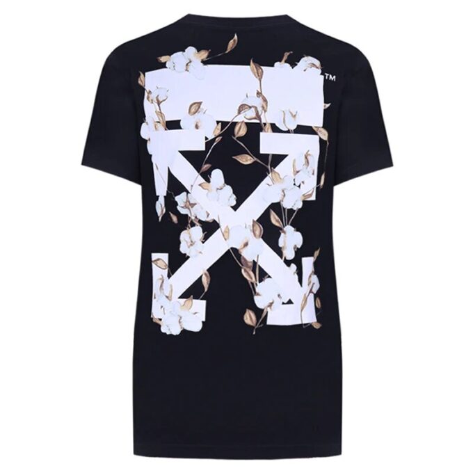Off-White Carryover T-skjorte med passform «Black Flower Pattems»