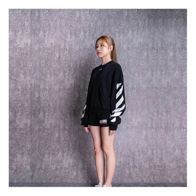 Off-White Casual Colorblock Logo Rundhalset Pullover-Hettegenser Svart