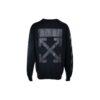Off-White Casual fleecefôret logo-pil bomullsgenser med rund hals, svart hettegenser