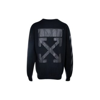 Off-White Casual fleecefôret logo-pil bomullsgenser med rund hals, svart hettegenser