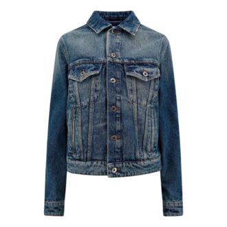 Off-White Denimjakke med stroppdetaljer «Blå»